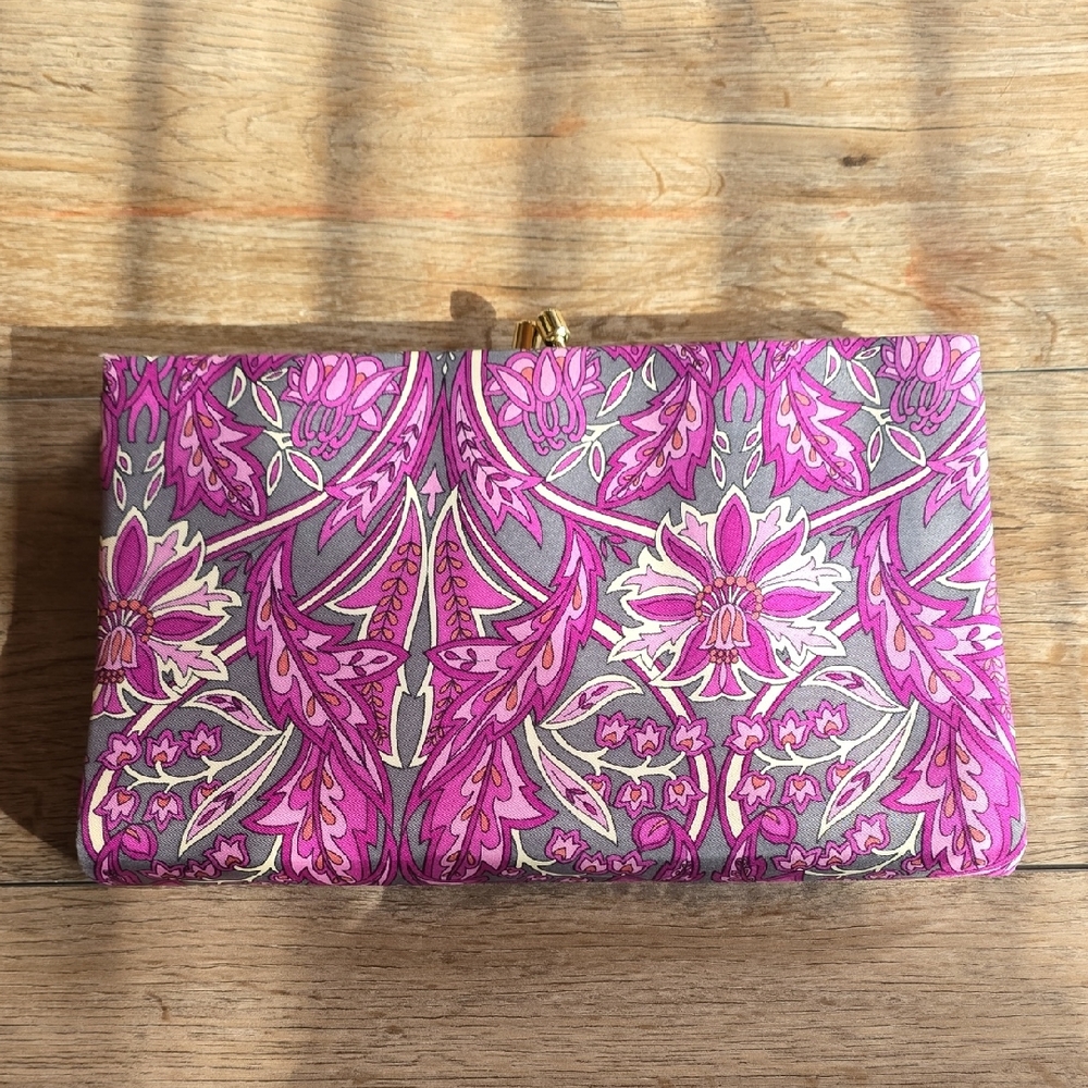 Banana Republic Purple/Gray Silk Clutch